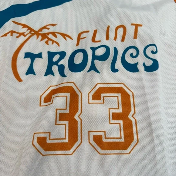 NWOT Flint Tropics Jackie Moon #33 Basketball Jersey Men’s Small Semi Pro - Picture 3 of 5